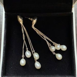 Silver and pearl drop earrings